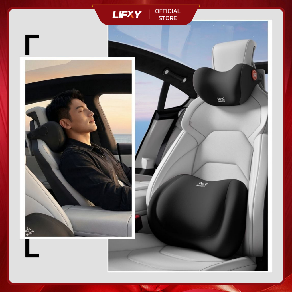 Gối tựa ô tô công thái học cao cấp, Cao su non Memory Foam mềm mại êm ái - The ComfyPrime LIFXY