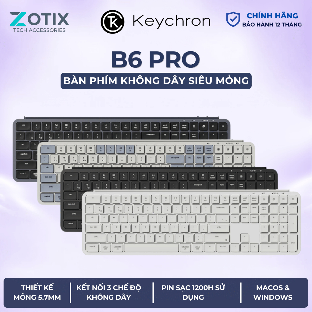 Bàn phím không dây Ultra Slim Keychron B6 Pro Ultra-Slim Wireless