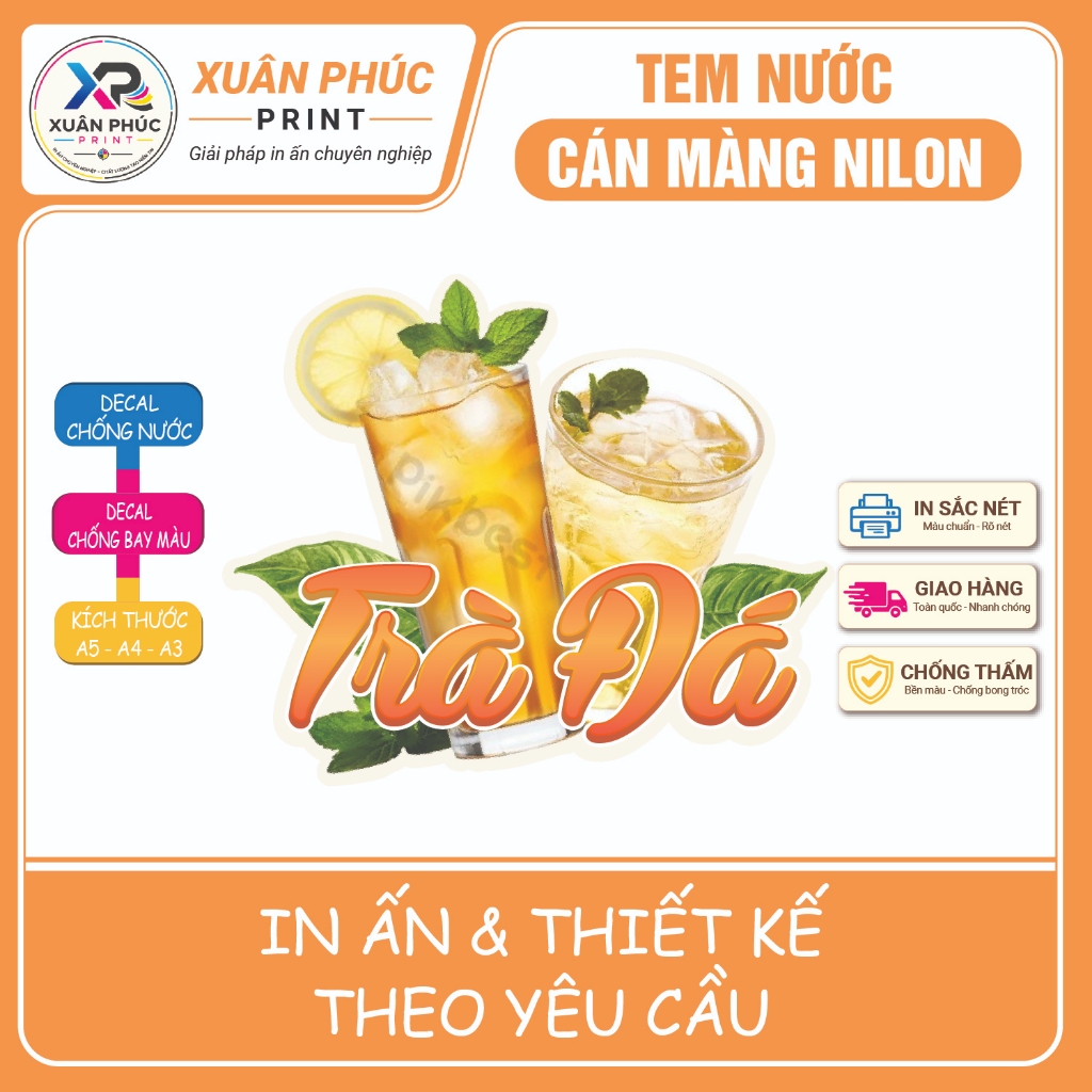 Tem - TRÀ ĐÁ - decal dán trang trí xe