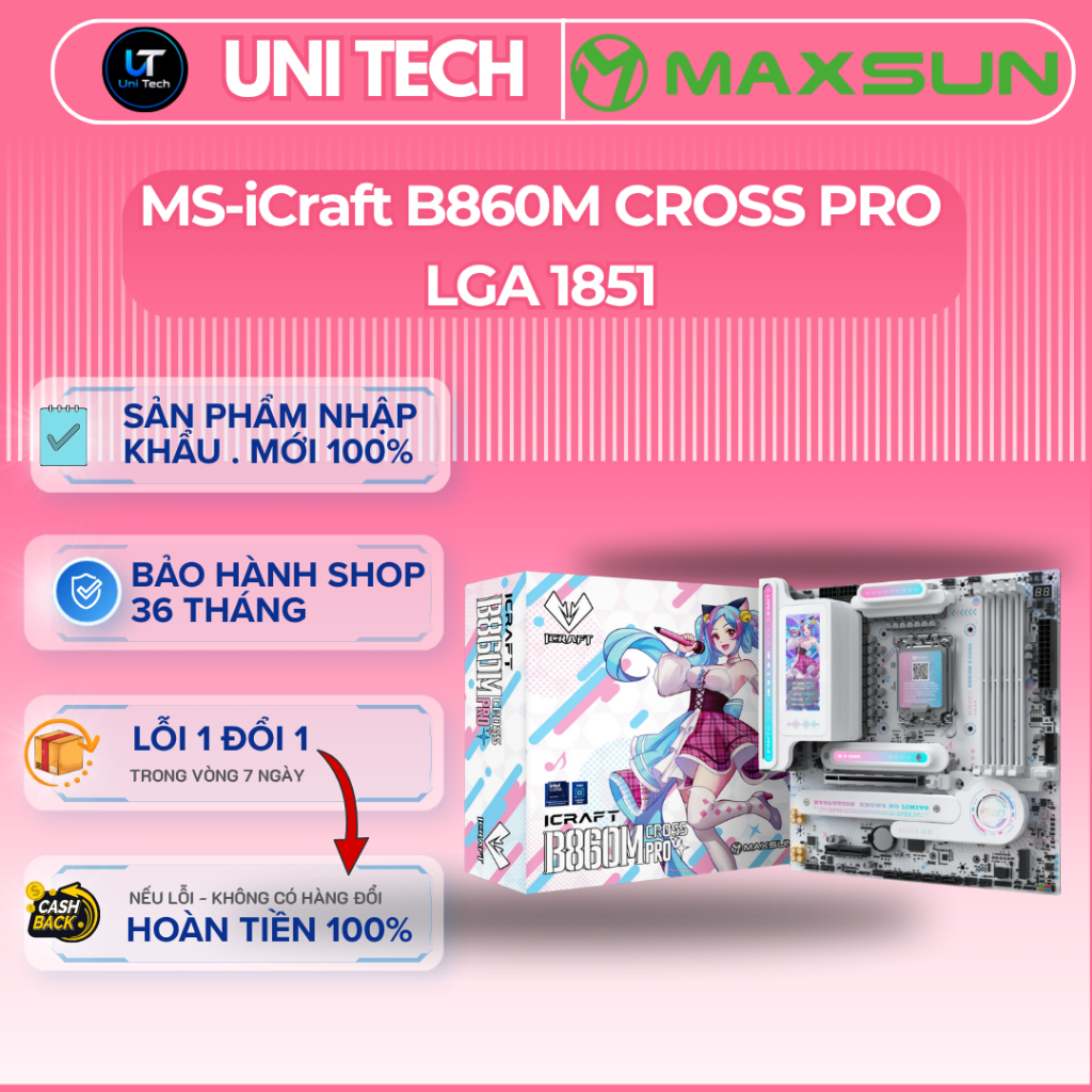 Mainboard MAXSUN MS-iCraft B860M CROSS PRO DDR5 Wifi – M-ATX | Intel B860 | LGA1851 | PCIe 5.0