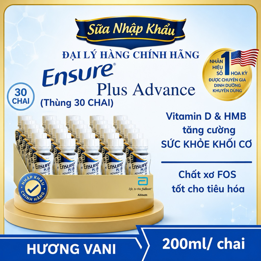 (Thùng 30 chai) Thực Phẩm Dinh Dưỡng y học: Ensure Plus Advance