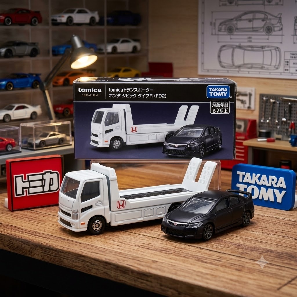 Mô Hình Xe TOMICA Premium Transporter Honda Civic Type R (FD2) Chính Hãng