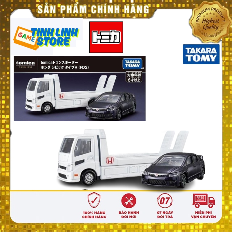 Mô Hình Xe Tải Vận Chuyển Và Xe Đua Tomica Premium Transporter Honda Civic Type R FD2