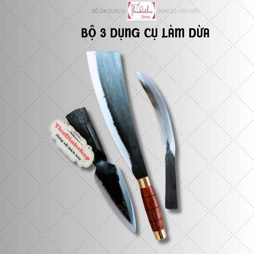 Dụng cụ lột vỏ dừa khô bóc xơ dừa Dao chặt dừa tươi & Dao Tách cùi dừa già .