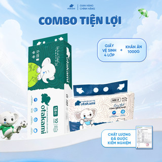 [Combo Tiện Lợi] Giấy Vệ Sinh 4 Lớp Không Lõi OTAKAMI 10 Cuộn 1.8kg Kèm 1 Bịch Giấy Ăn 500g