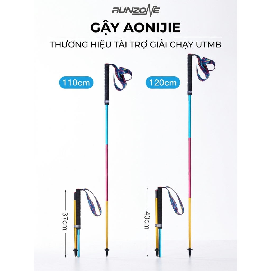 Gậy Leo Núi Trekking, Gậy Chạy Trail Aonijie E4201- Gậy Trail Siêu Nhẹ Gấp Gọn 3 Khúc - RunZone