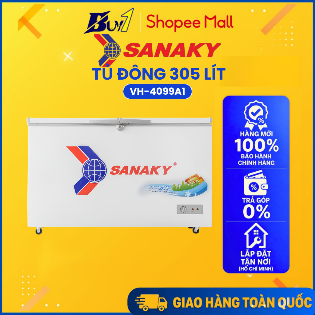 VH-4099A1 - Tủ Đông Sanaky 305 Lít VH-4099A1 - 1 Ngăn Đông - Dàn Đồng - Bảo Hành Chính Hãng