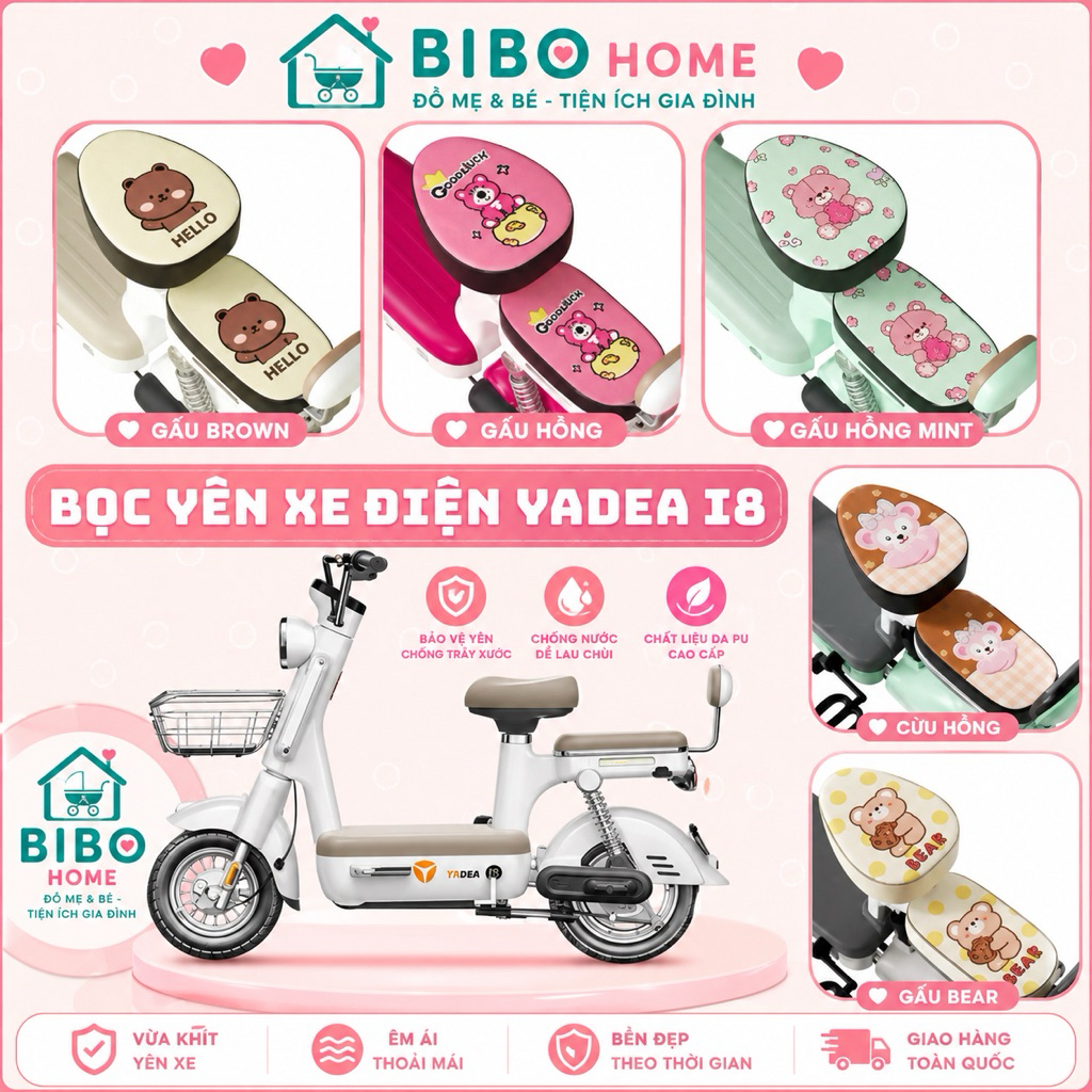 Bọc Yên YADEA i8 i8+ Moka Cao Cấp Da PU Chống Thấm Nước Bảo Vệ Yên Xe Nhiều Mẫu Dễ Thay