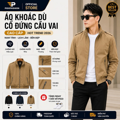 Áo Khoác dù nam cổ đứng túi khóa kéo, chất dày dặn 2 lớp SPMAKD25 - 3 - PigoFashion
