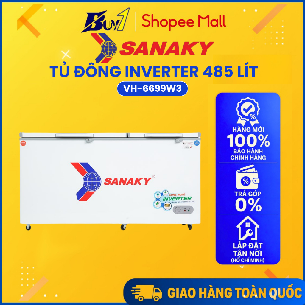 VH-6699W3 - Tủ đông Sanaky Inverter 485 lít VH-6699W3 - Hàng Chính Hãng