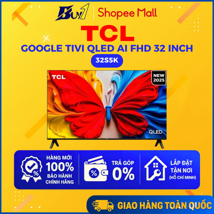 [GIAO TOÀN QUỐC] 32S5K - Google Tivi QLED TCL AI FHD 32 inch 32S5K - Bảo Hành 24 Tháng