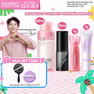 [LIVE DAILY] Set Makeup Mini COLORKEY Xịt khoá 30ml & Son Watery Tint 1g & Kem Lót 7g & Nước Tẩy Trang 100ml