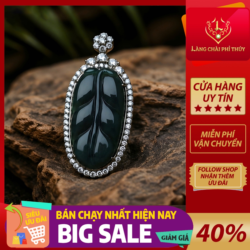 Dây Chuyền Lá Ngọc Phỉ Thúy Myanmar Loại A Tự Nhiên – Nhất Diệp Phú Quý - Làng Chài Phỉ Thúy