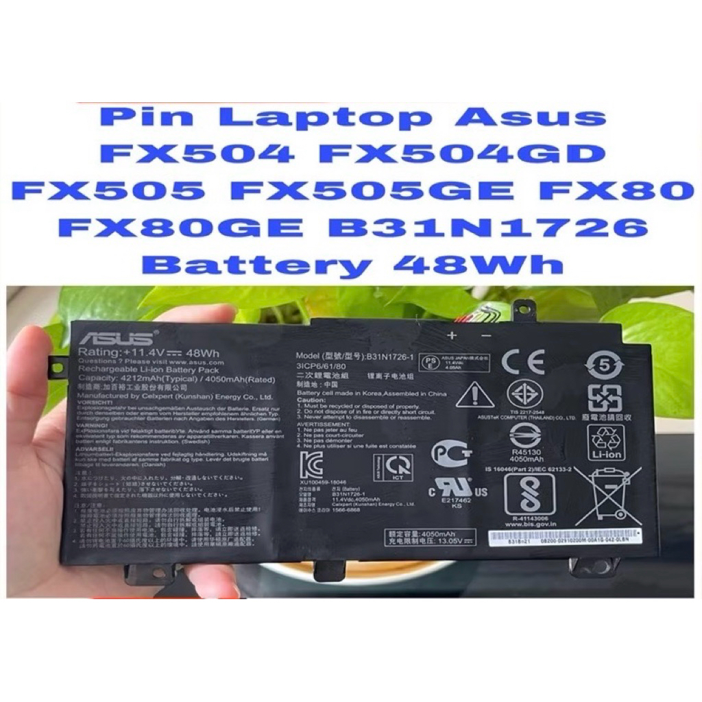Linh Kiện Pin Laptop ASUS TUF Gaming FX504 B31N1726 Phục Hồi (Thay Cell) 48Wh 11.4V