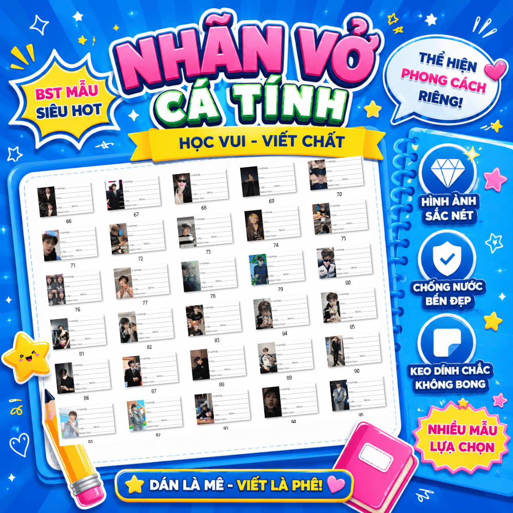 30 Nhãn Dán Sách Vở In Hình Pangbowen