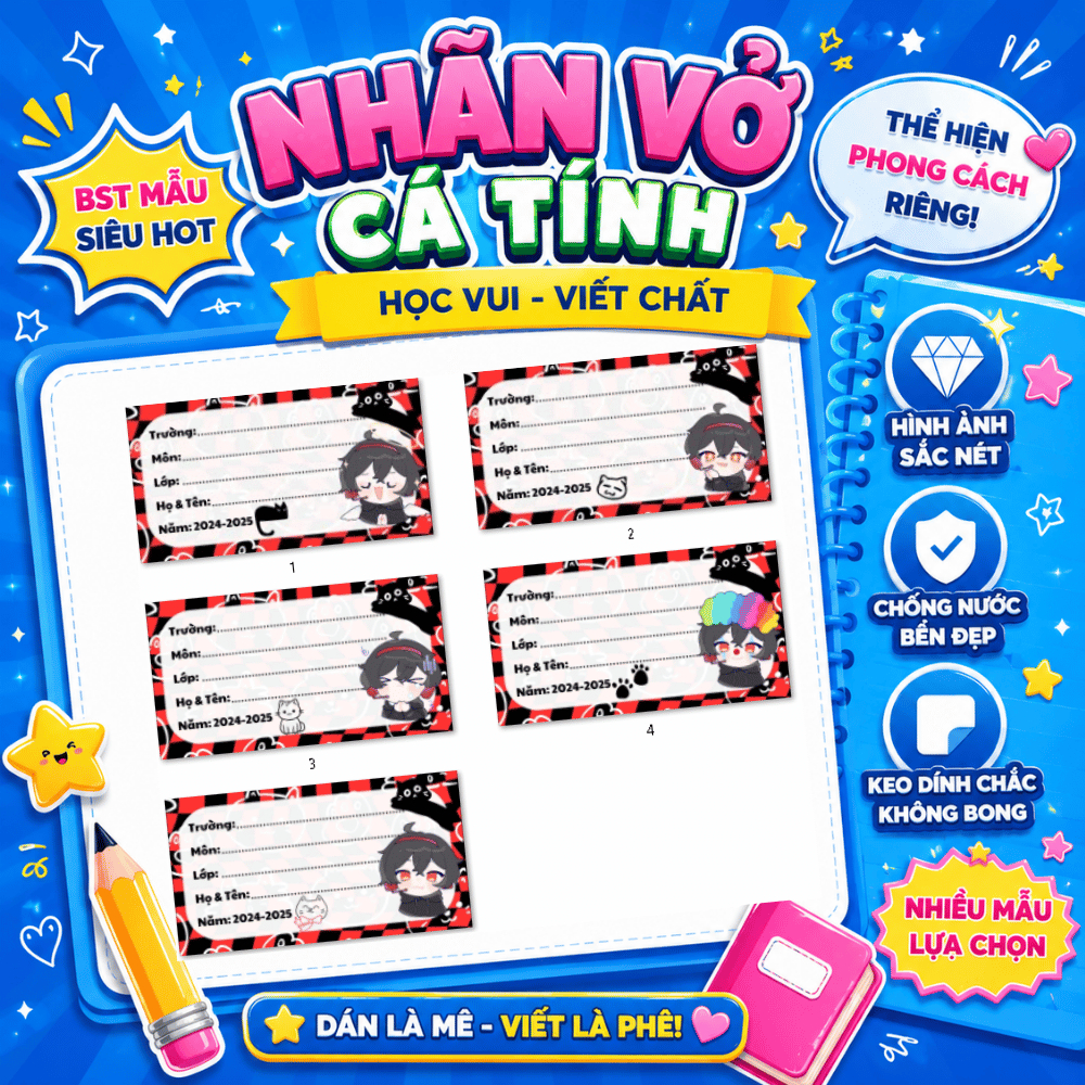 20 Nhãn Dán Sách Vở In Hình Kira MC