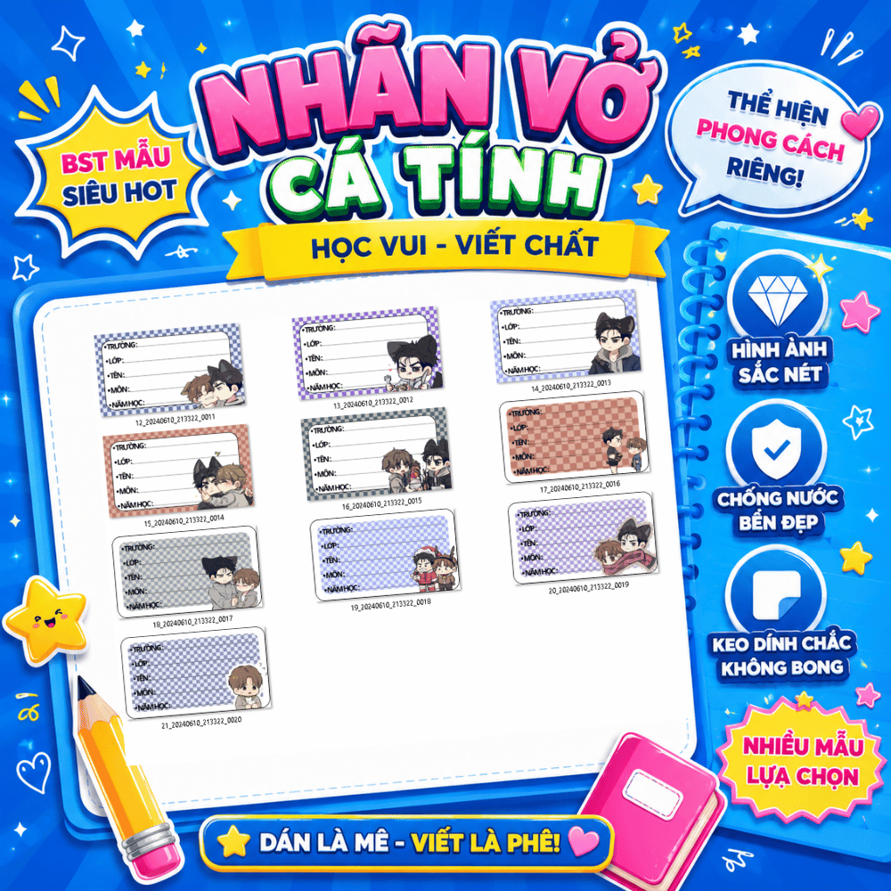 40 Nhãn Dán Sách Vở In Hình Jinx 1 Jinx 2