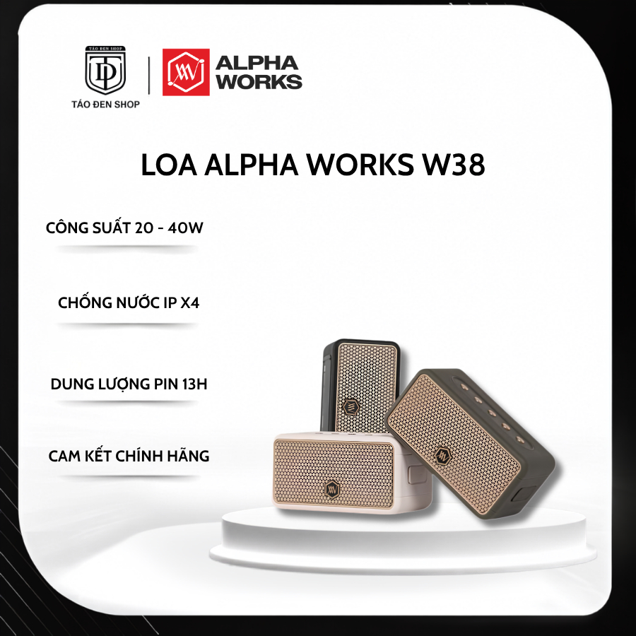 Loa Alpha Works W38 Bluetooth - Lỗi 1 Đôi 1 Trong 15 Ngày - Bảo Hành Chính Hãng 12 Tháng