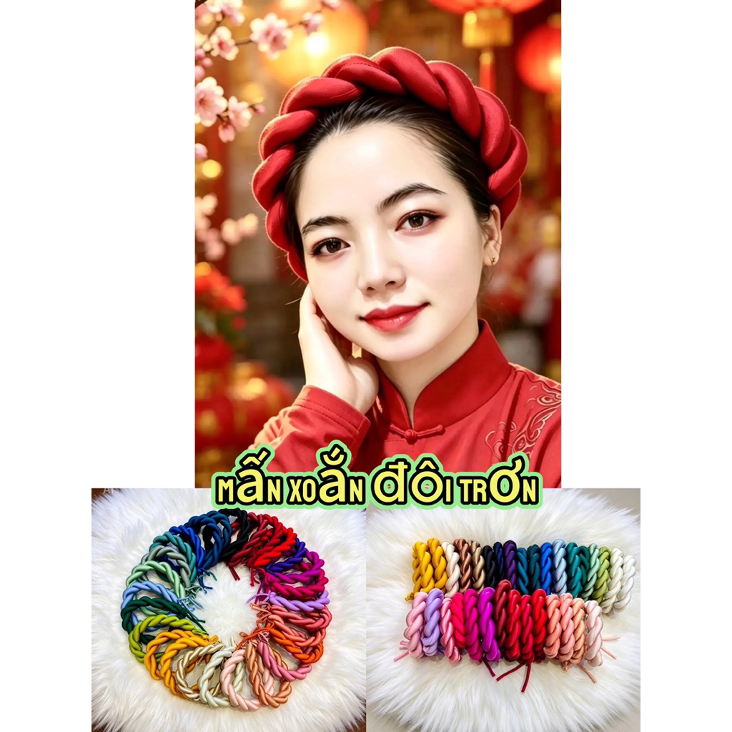 mấn đội đầu trơn xoắn đôi trơn cho mẹ và bé sỉ+lẻ(trẻ 1-2 tuổi báo shop)