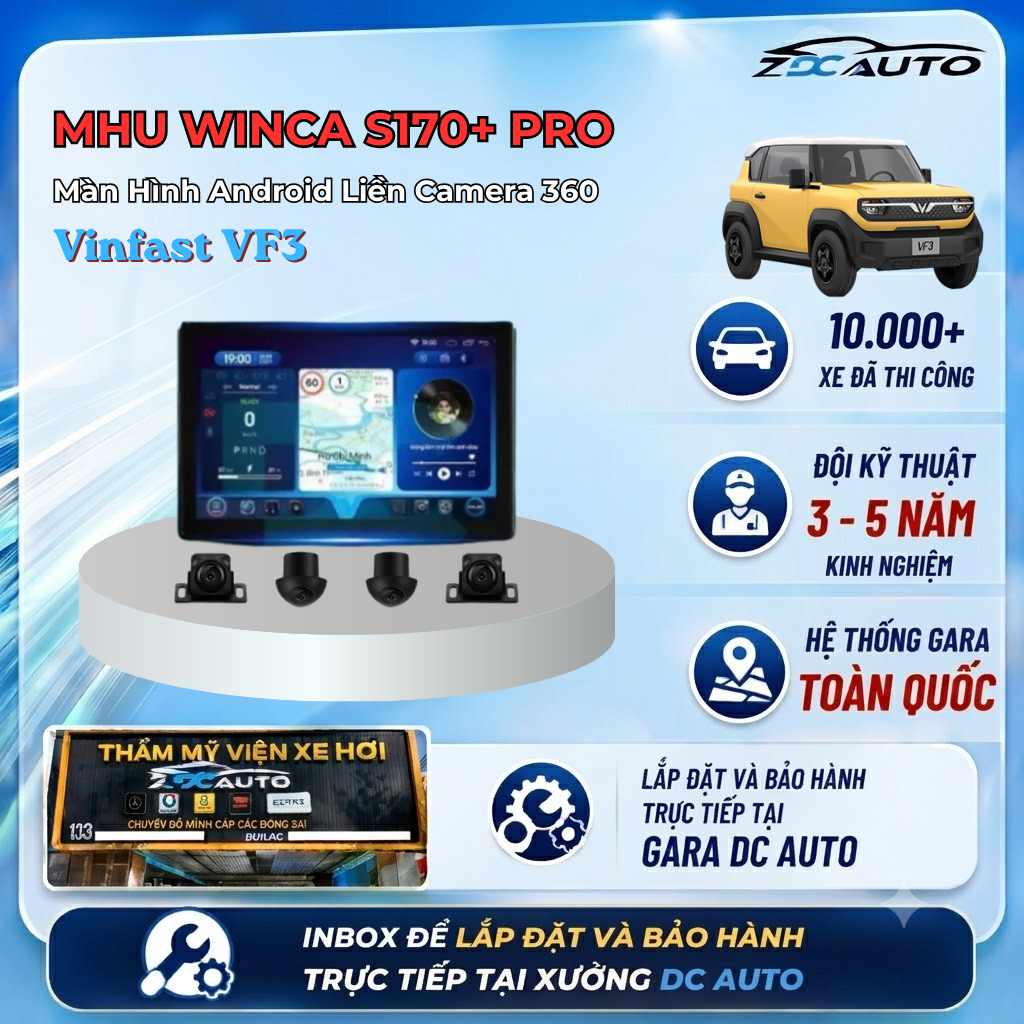 [Lắp đặt tại HCM] Màn Hình Android Liền Camera 360 Vinfast VF3 - MHU VF3 - MHU WINCA S170+ PRO