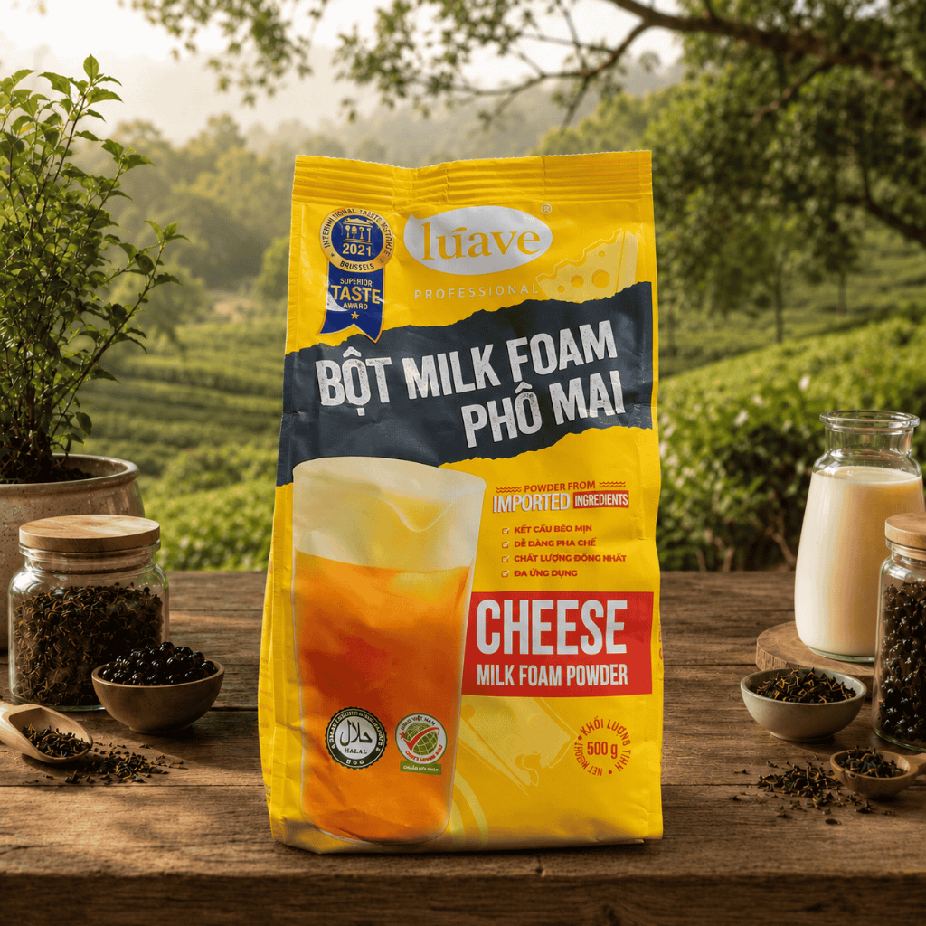 Bột Milk Foam Phô Mai Luave 500g – Bột Pha Chế Milk Foam, Topping Trà Sữa, Cà Phê, Đồ Uống