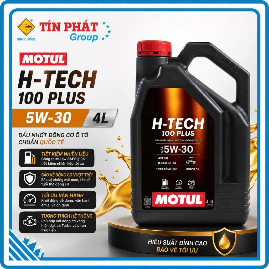 🔥 Dầu nhớt 100% tổng hợp MOTUL H-TECH 100 PLUS 5W30 4L 🔥