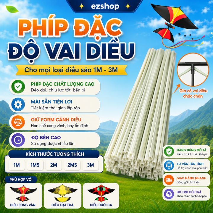 Phíp, phíp độ vai diều sáo, phíp làm diều cho mọi loại diều sáo Song Vân, Đại Trà, Đuôi cá diều 1m 1