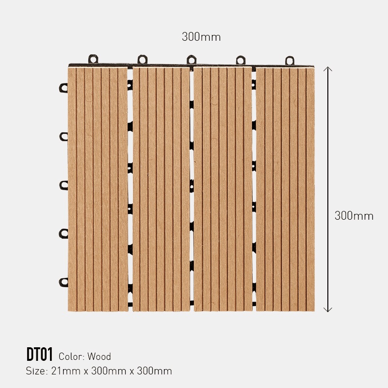 Awood Vỉ Gỗ Nhựa Lót Sàn Ban Công Cốt Composite Kẻ Sọc Màu Gỗ Tự Nhiên (Wood) 300x300x21mm