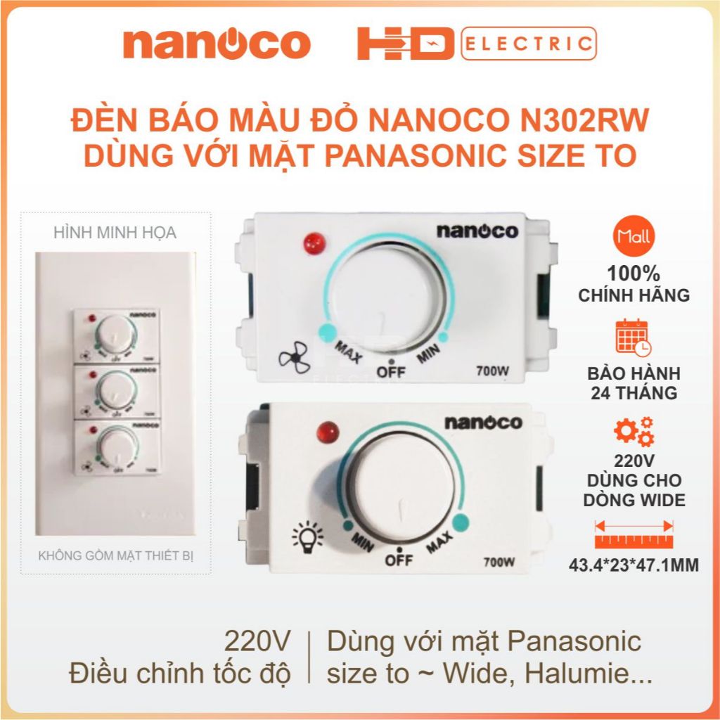 Chiết áp Quạt Đèn Nanoco NDF603WL NDL603WL 700W điều chỉnh tốc độ quạt và độ sáng đèn
