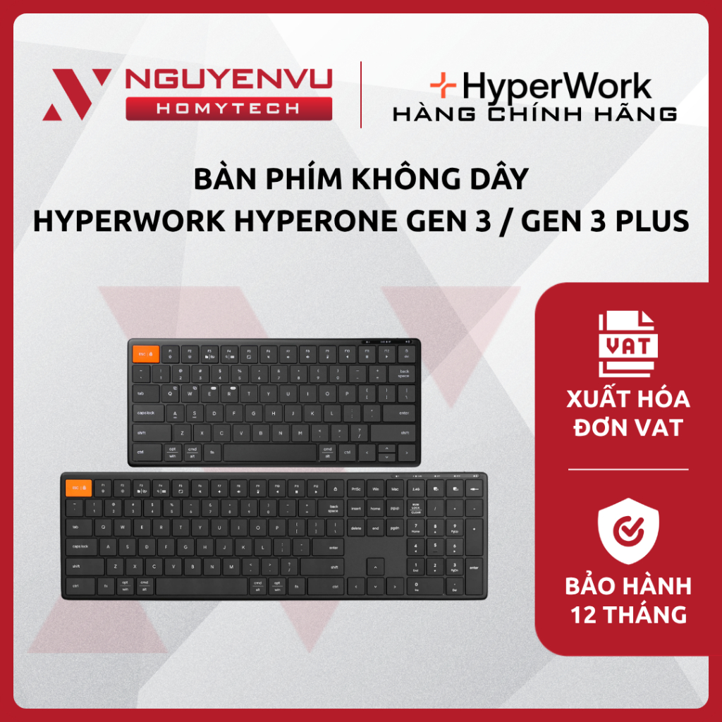 [Full VAT] Bàn phím không dây HYPERWORK HyperOne Gen 3 / Gen 3 Plus (Nhôm nguyên khối/Low Profile/3 
