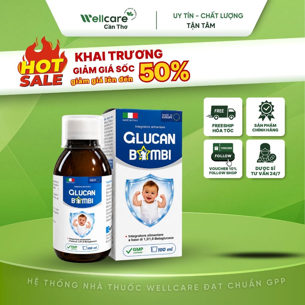 [⭐BAMBI] Glucan Bambi 100ml Italy - Siro Beta Glucan Hỗ Trợ Tăng Đề Kháng, Bổ Sung Vitamin C