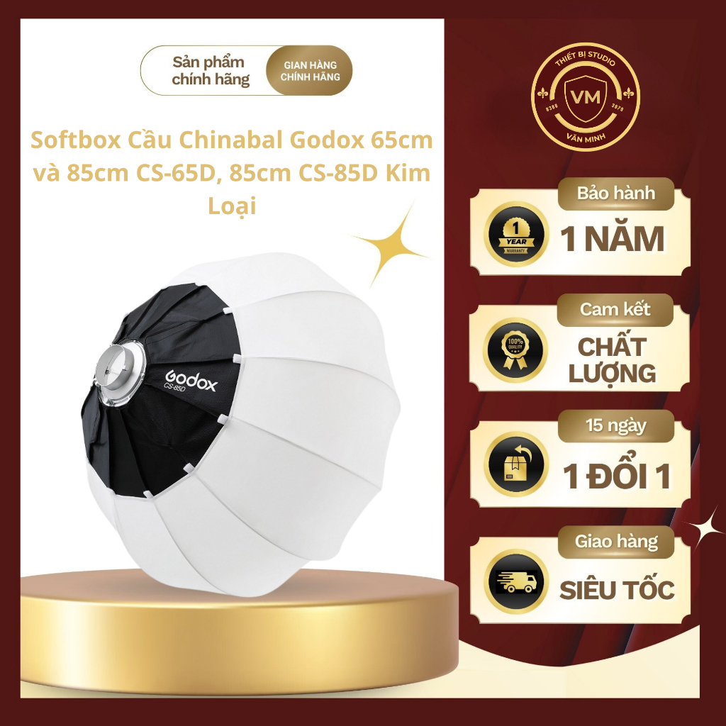 Softbox Cầu Chinabal Godox 65cm và 85cm CS-65D, 85cm CS-85D Kim Loại
