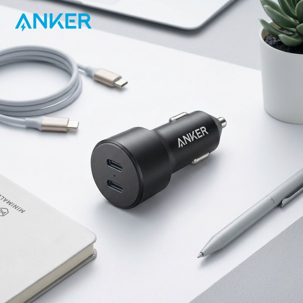 Tẩu sạc nhanh ô tô ANKER 2 cổng USB-C (PD) sạc nhanh 40w ( ko hộp )