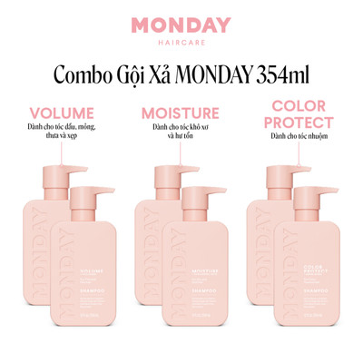 Combo Gội Xả Monday 354ml dành cho tóc nhuộm/ tóc hư tổn/ tóc dầu