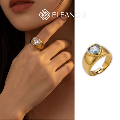 Nhẫn nữ Eleanor Accessories thiết kế đính đá hình trái tim phụ kiện trang sức 12239