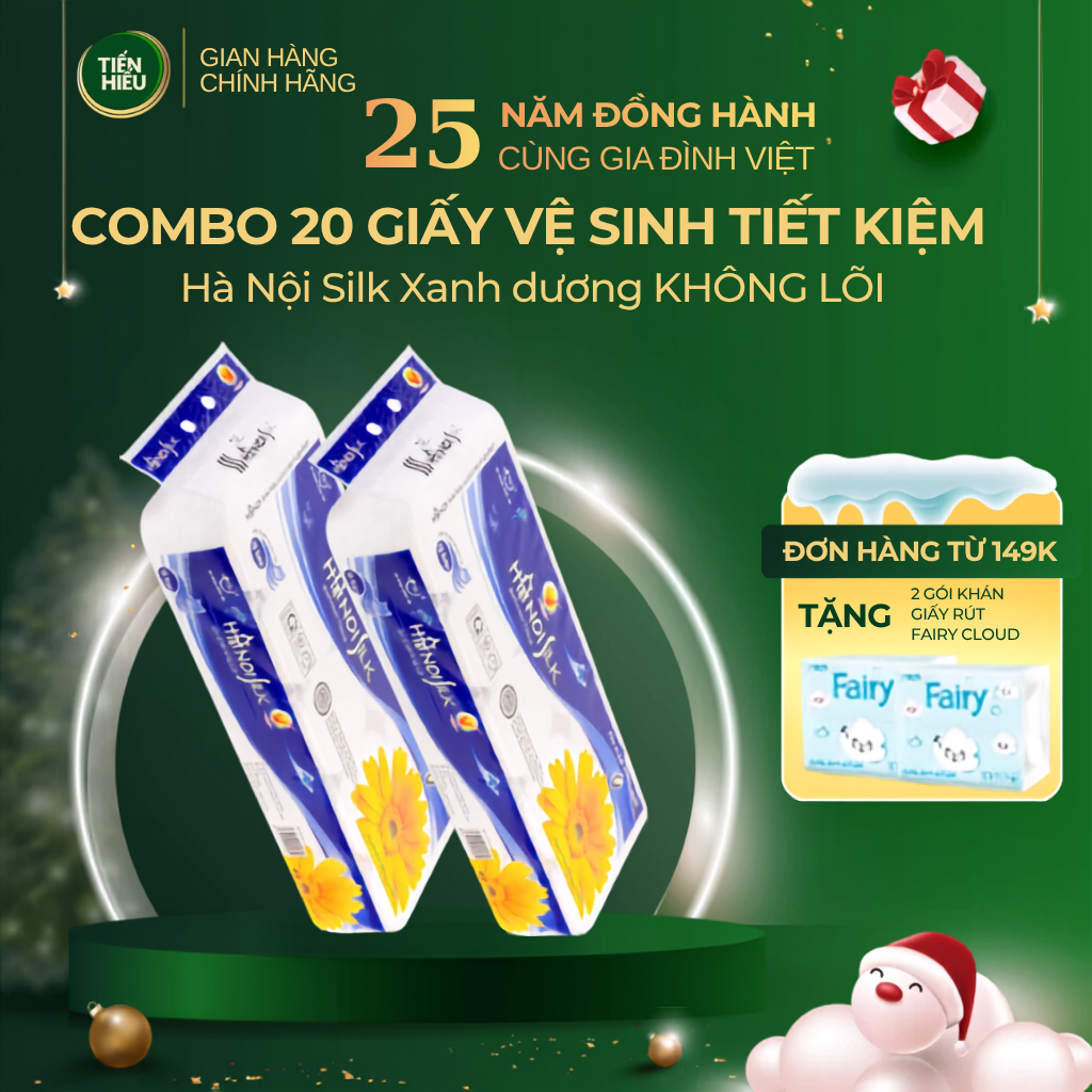 COMBO Giấy Vệ Sinh Hanoi Silk 3 Lớp Xanh Dương Không Lõi Và Đỏ Có Lõi Siêu Tiết Kiệm