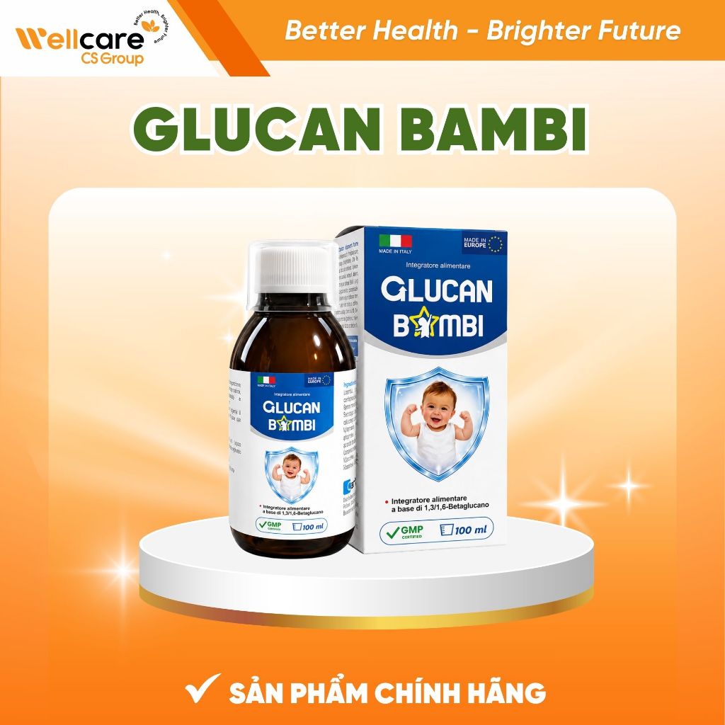 [CHÍNH HÃNG]  Glucan Bambi - Siro Beta Glucan Hỗ Trợ Tăng Đề Kháng, Bổ Sung Vitamin C - Chai 100ml