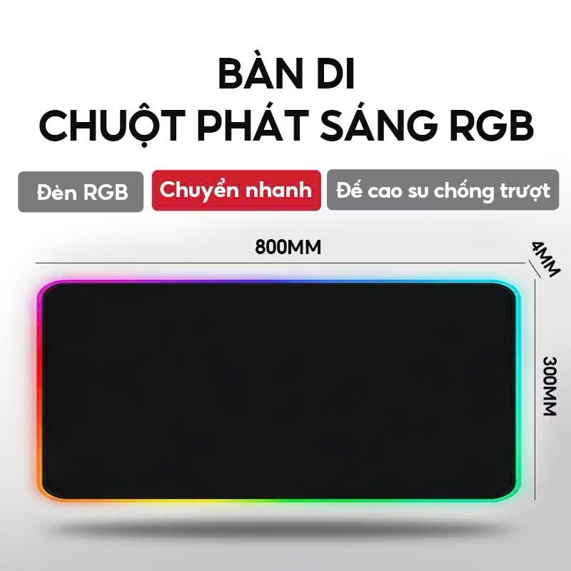 Lót chuột cỡ lớn LED RGB , pad chuột chơi game chống trượt siêu bền siêu đẹp