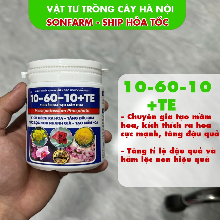 Phân bón NPK 10-60-10+TE, chuyên kích ra hoa, tạo mầm