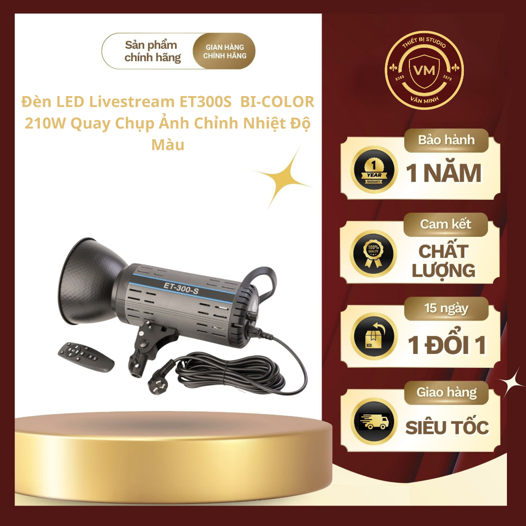 Đèn LED Livestream ET300S  BI-COLOR 210W Quay Chụp Ảnh Chỉnh Nhiệt Độ Màu