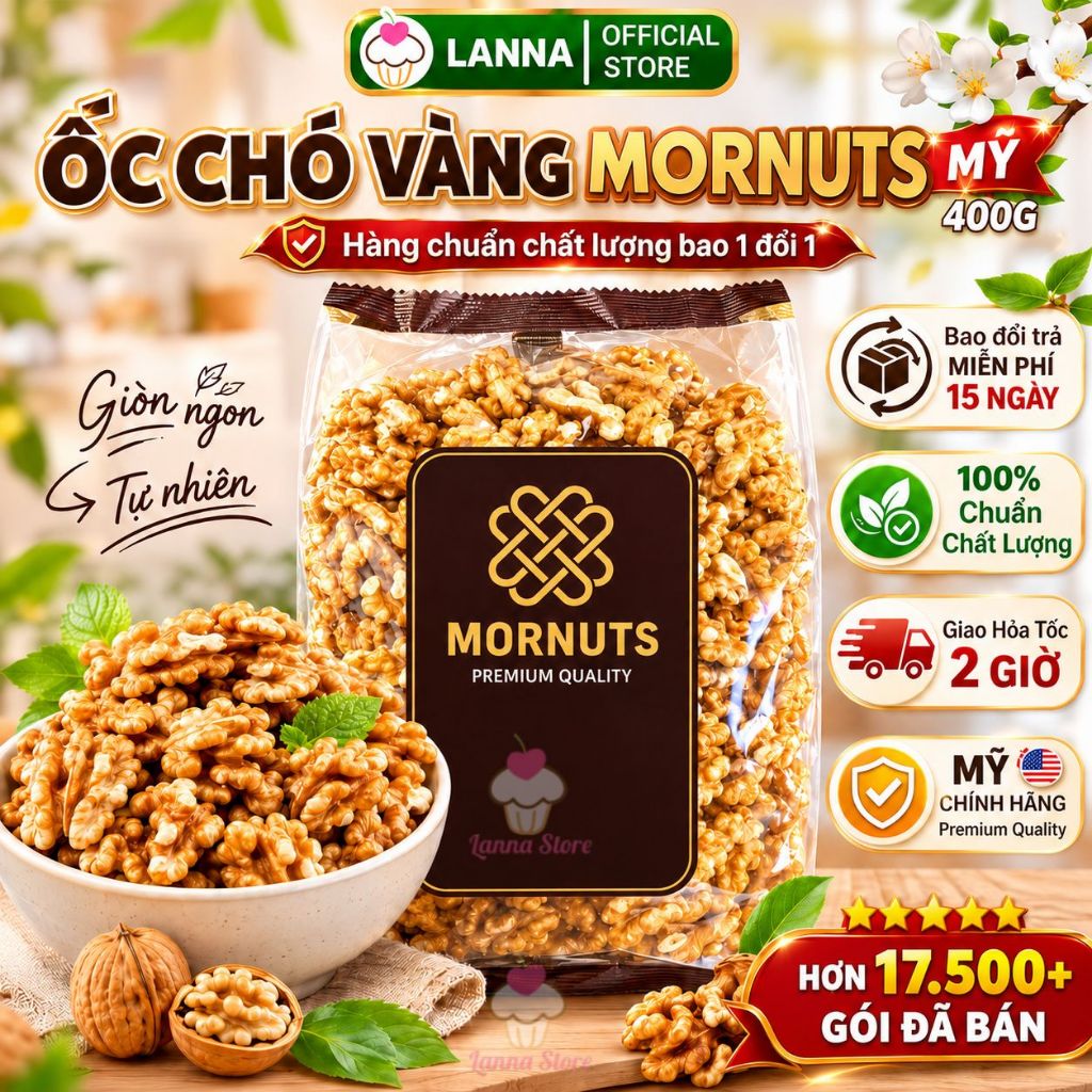 Nhân Óc Chó Mỹ Mornuts 400g Tách Vỏ Loại 1 – Hạt Óc Chó Nguyên Béo Bùi Ăn Kiêng Eat Clean Làm Sữa