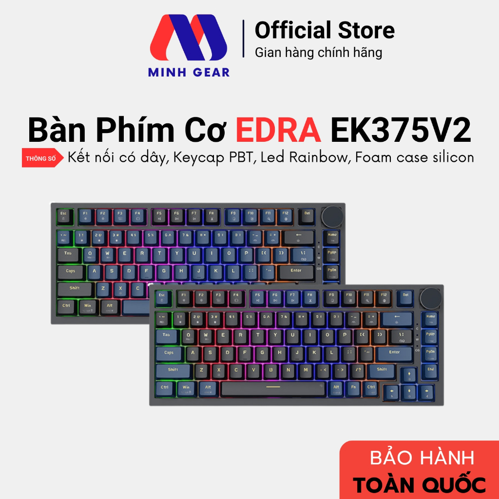 Bàn Phím Cơ Gaming EDRA EK375 V2 Keycap PBT, Switch Edra Linear - Hàng Chính Hãng