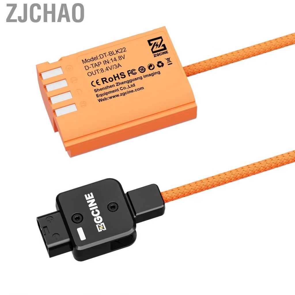 Pin ảo ZGCINE DMW-BLK22 cáp nguồn đầu nối DT D-TAP dài 60cm Panasonic Lumix DC-G9 II/ DC-S5  GH5 GH6