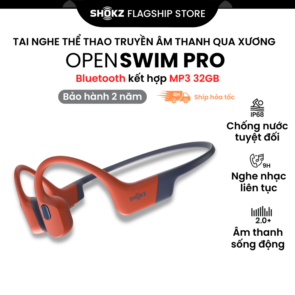 Tai Nghe Bơi Lội Truyền Âm Thanh Qua Xương SHOKZ OPENSWIM PRO S710 Bluetooth Kết Hợp MP3 32GB - Bảo Hành 2 Năm