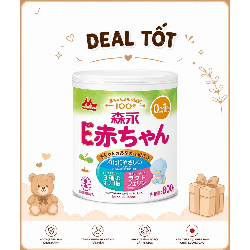 Sữa tăng cân Morigana E Akachan 800gr
