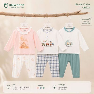Bộ dài tay cho bé Ualarogo 6 tháng - 3 tuổi vải Sợi tre Bamboo mềm mại co giãn UR 214