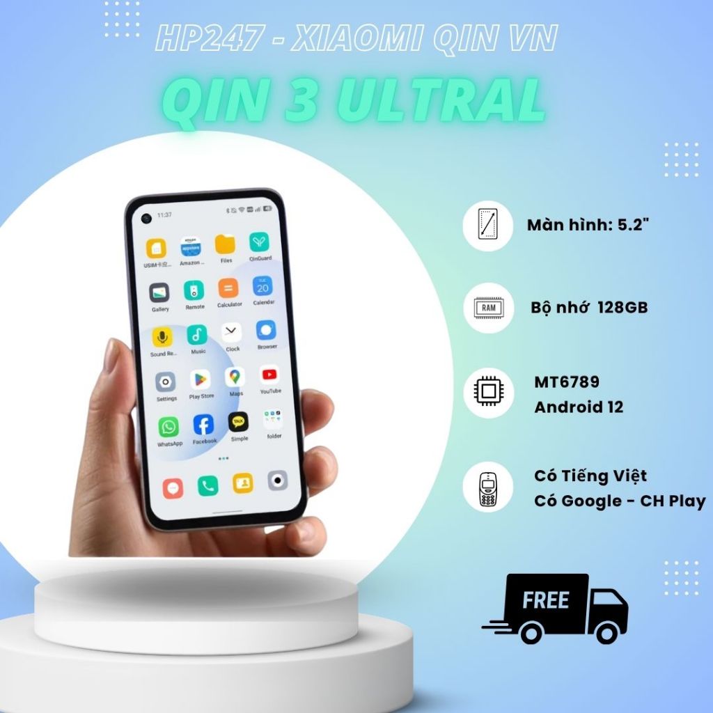 Qin 3 ultra New Fullbox - Điện thoại mini Android thông minh, cấu hình khủng