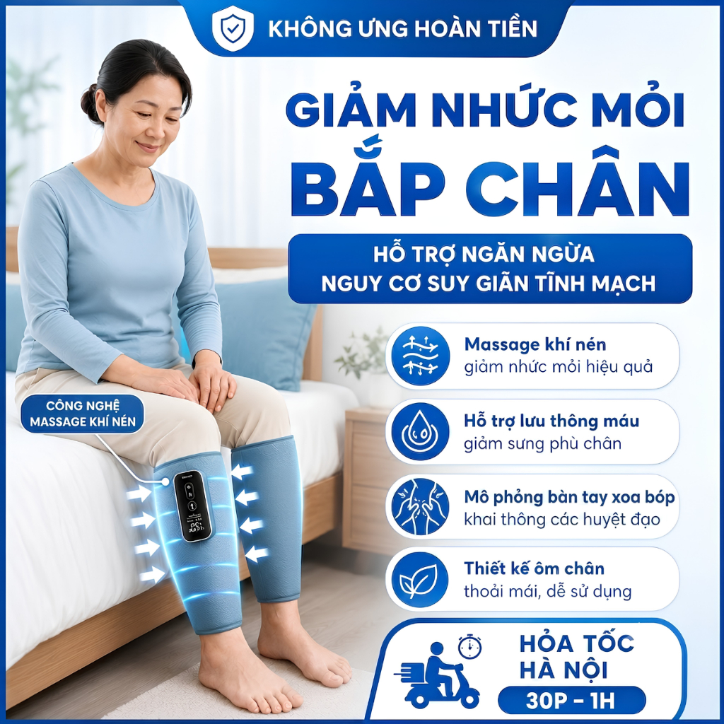 BUMAS M5 - Máy Massage Bắp Chân - Chườm Ấm Và Massage Giúp Giảm Nhức Mỏi Vùng Bắp Chân