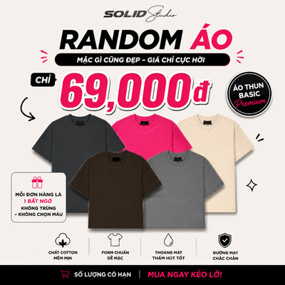 Random Áo Thun Basic Solid Studio Form Boxy Unisex Nam Nữ Cotton Premium Nhiều Màu - RD01
