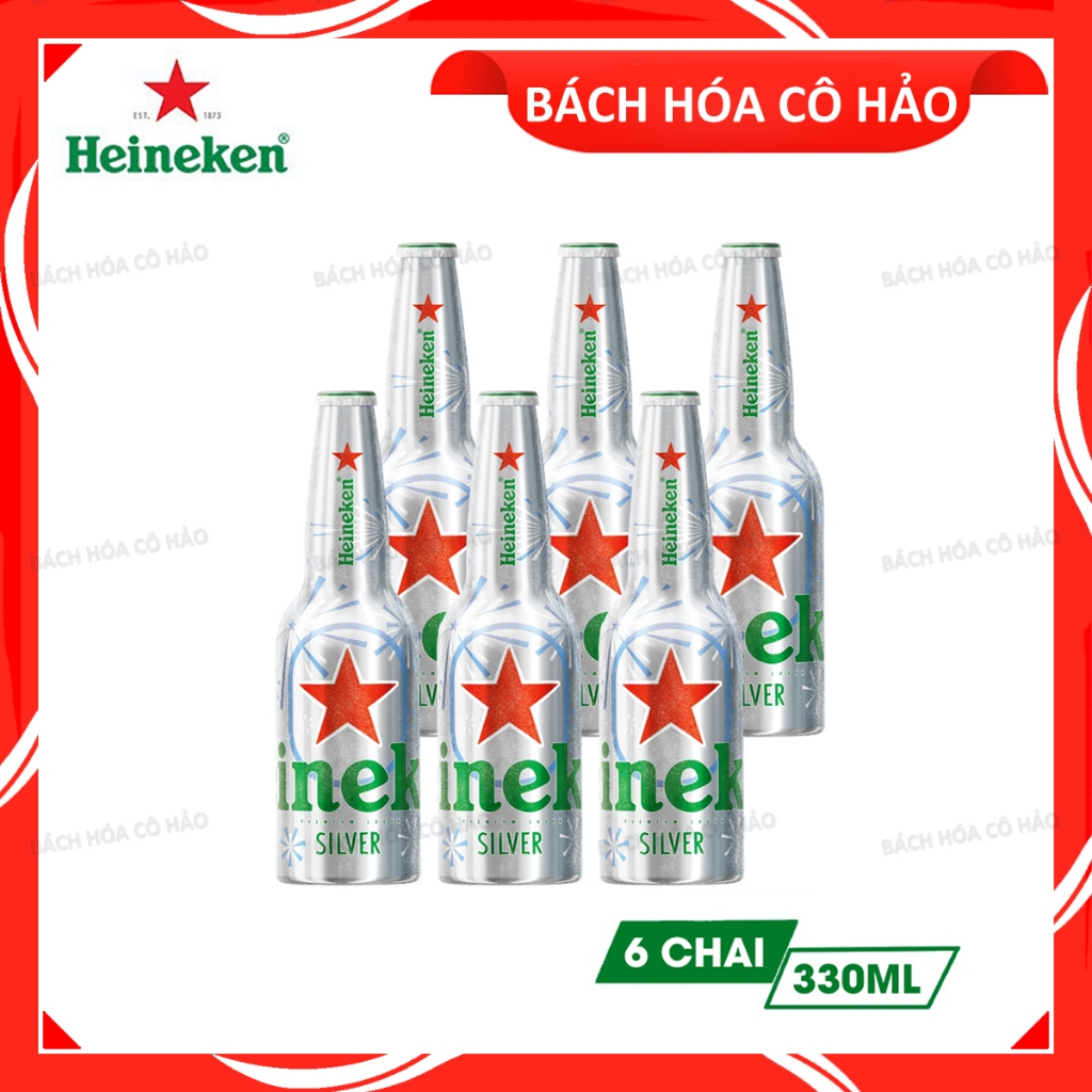 COMBO 6 CHAI BIA HEINEKEN SILVER CHAI NHÔM ALUMINIUM 330ML